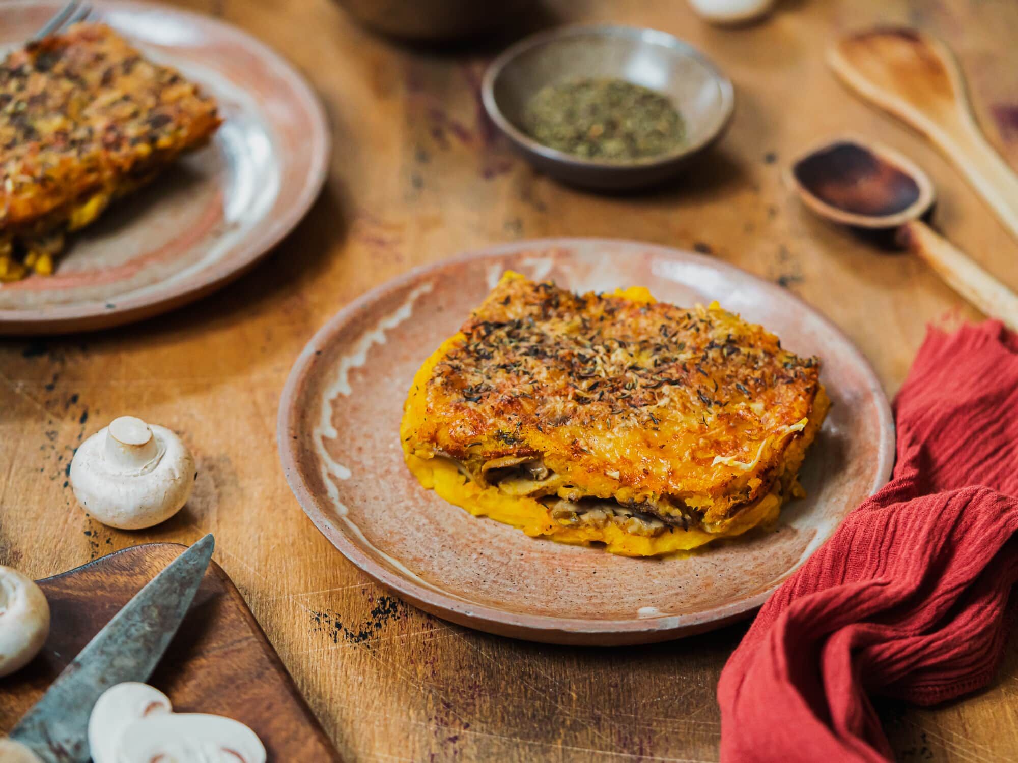 Parmentier de butternut et champignons